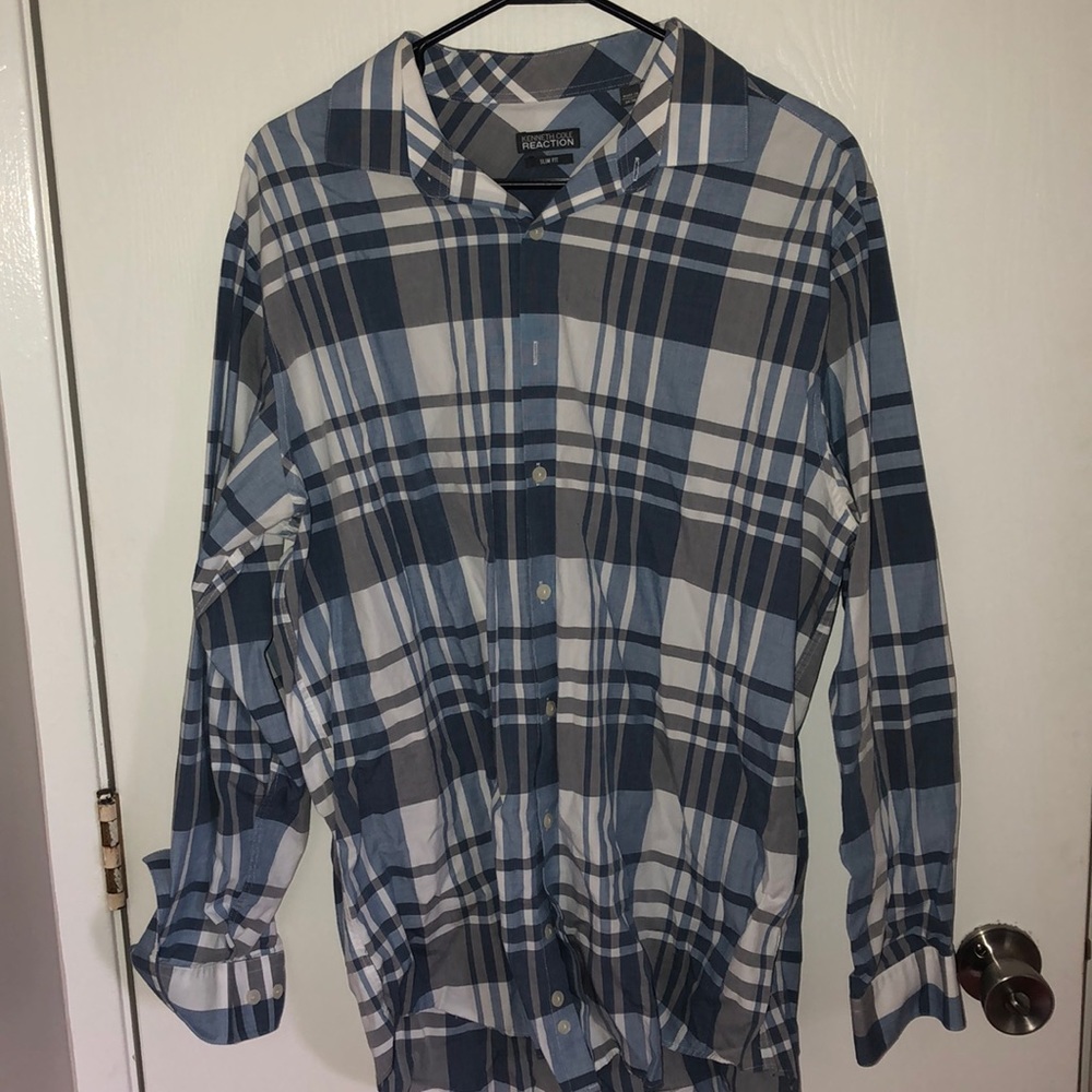 Kenneth Cole Reaction blue plaid button down